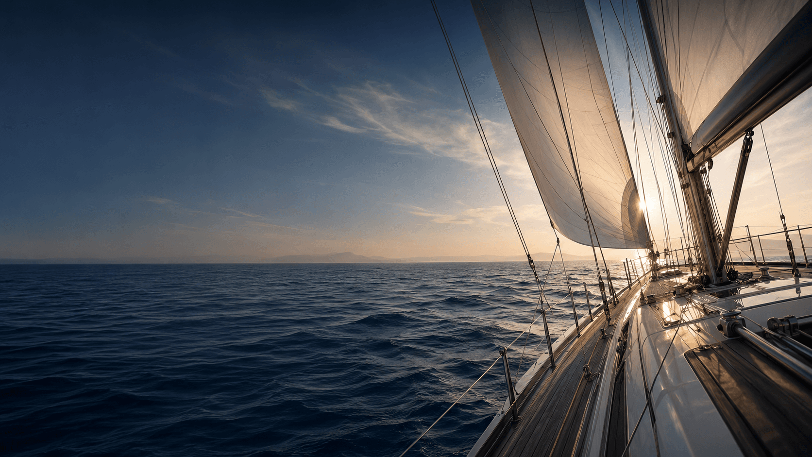 Sailing yacht moving through open water