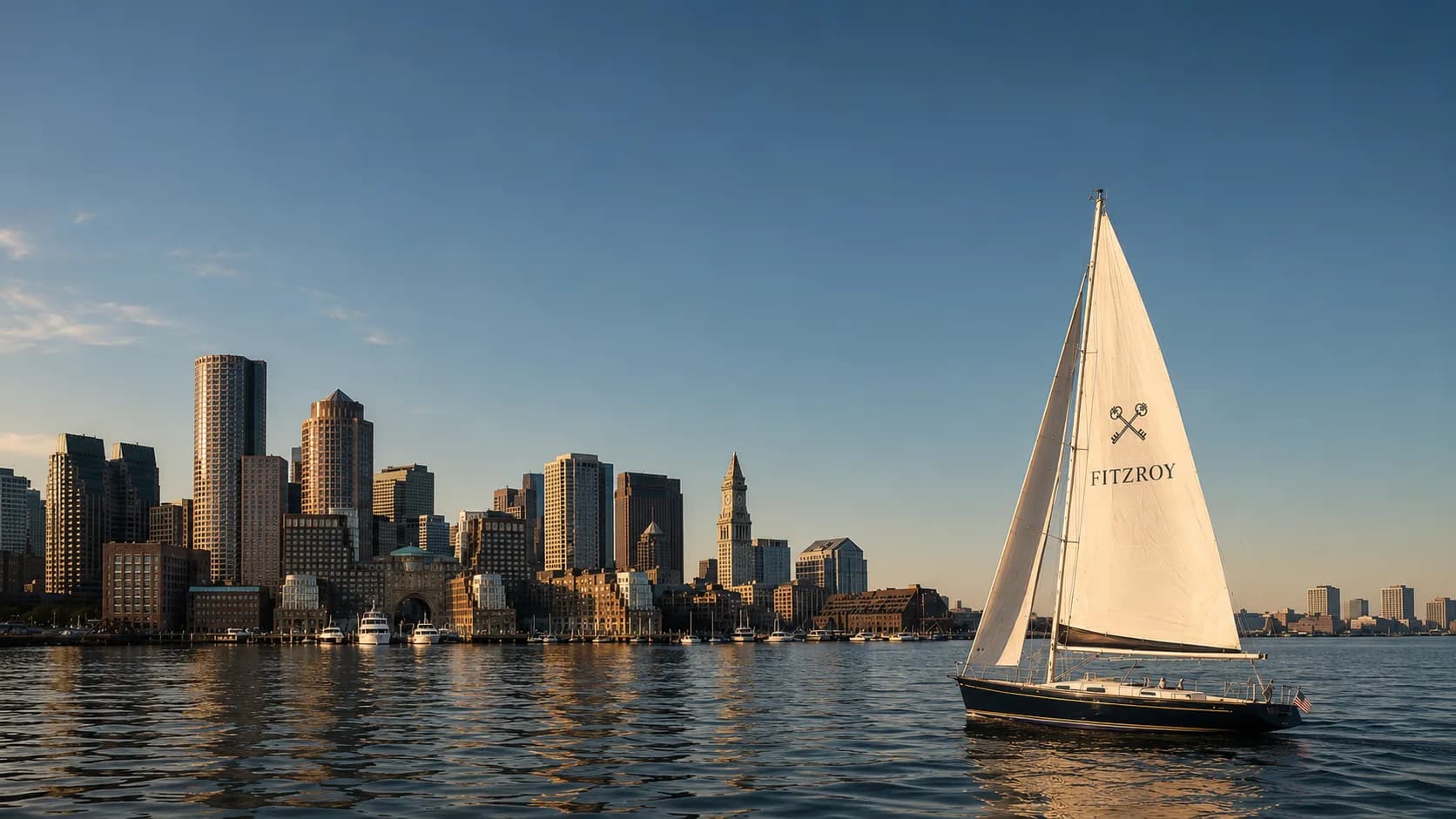 Boston skyline at sunset